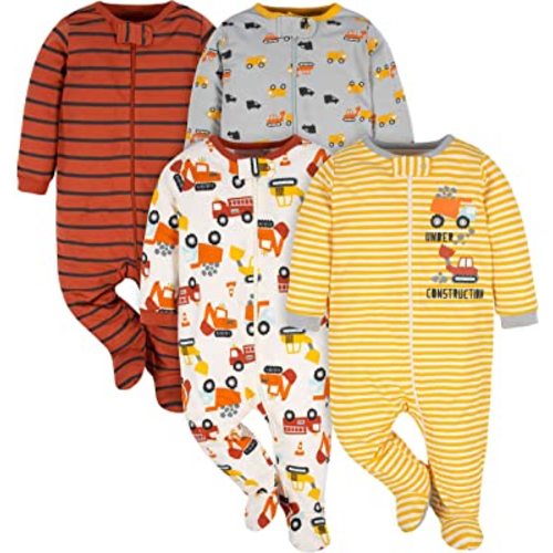 3-6 M-Gerber Baby Boys 4 Pack Sleep 'N Play Footie
