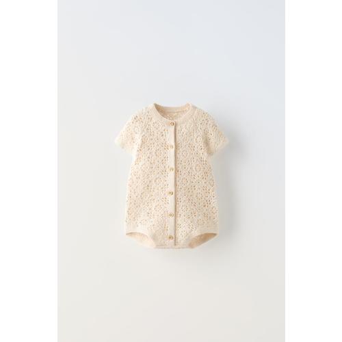 BUTTONED CROCHET ROMPER - Ecru | ZARA United States