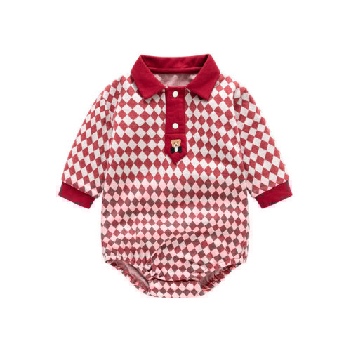 Baby Checkerbord Bear Polo Bodysuit
