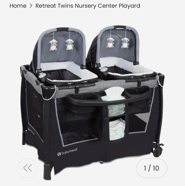 Retreat Twins Nursery Center - Play Yard (Double Bassinets)