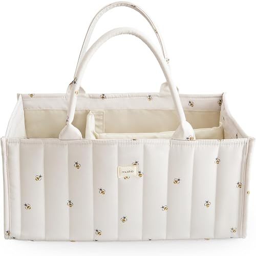mushie Baby Diaper Caddy | Newborn Essentials Organizer (Bees)