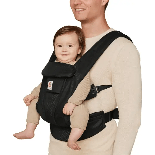 Ergobaby Omni Deluxe All Carry Positions Breathable Mesh Baby Carrier with Enhanced Lumbar Support & Airflow, Newborn to Toddler, (Holds 7-45 lbs), Onyx Black