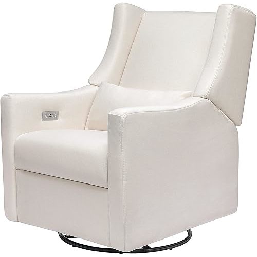 Babyletto Kiwi Electric Power Glider Recliner Nursery Chair w/ USB Ports - Water & Stain Resistant Glider Rocking Chair for Nursery - GREENGUARD Gold Certified Swivel Rocker Recliner Chair - Cream