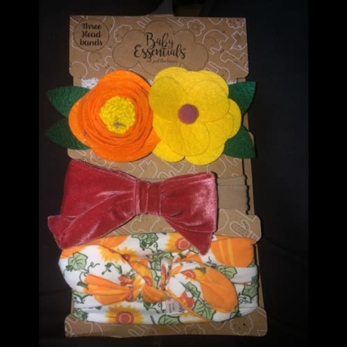 Baby Girl infant Headbands Pack sunflower set of 3 0-24 Months