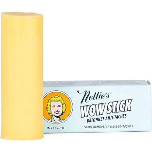 Nellie's Wow Stick - Stain Remover for Fabrics & Clothes - Cleans Grass, Makeup, Wine, Grease, Coffee, Blood for Laundry - Plant-Based (2.7 oz)
