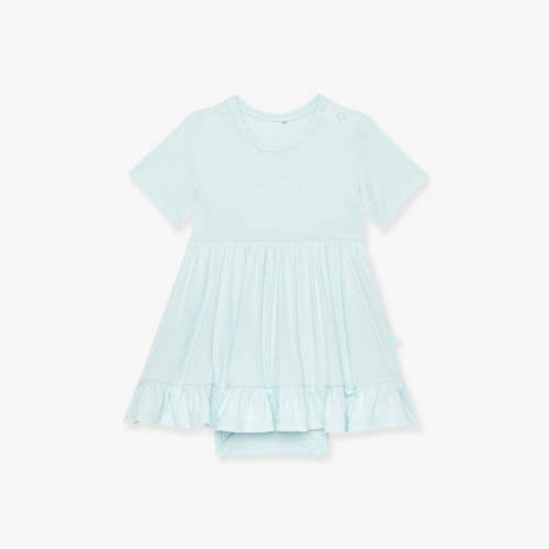 Starry Blue Ruffled Twirl Bodysuit Dress