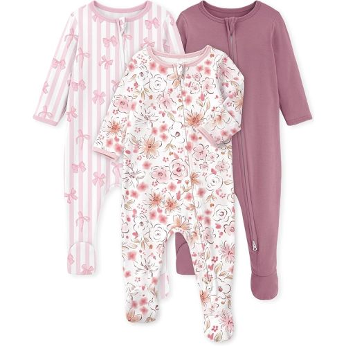 Yoofoss Baby Pajamas 100% Organic Cotton Baby Sleepers for Newborn 0-3 3-6 6-9 Months Boys Girl Clothes 3pcs Footed PJs