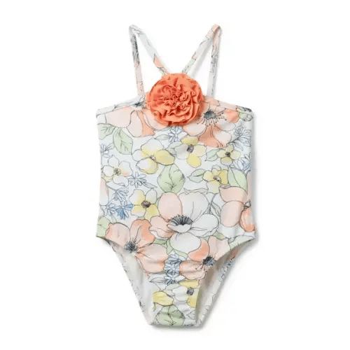 Girl White Floral Recycled Floral Rosette Swimsuit by Janie and Jack