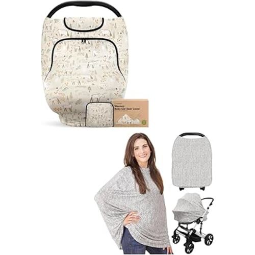KeaBabies Car Seat Cover for Babies and Baby Car Seat Cover for Babies - Baby Car Seat Canopy for Spring, Autumn, Winter - Car Seat Covers for Babies - Universal Stretch Fit Car Seat Cover for Babies