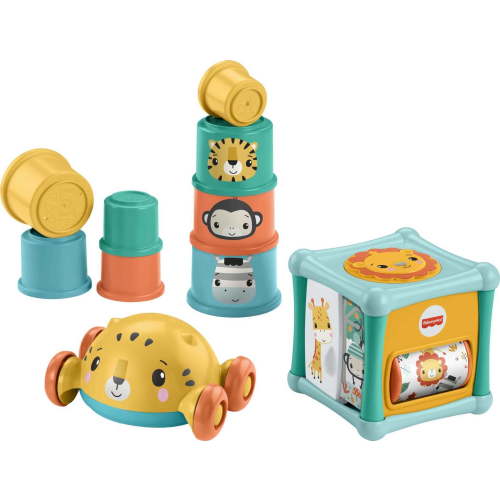 Fisher-Price Activity Rolling & Busy Sit & Crawl Gift Set with Stacking Cups & Roly-Poly Push Car