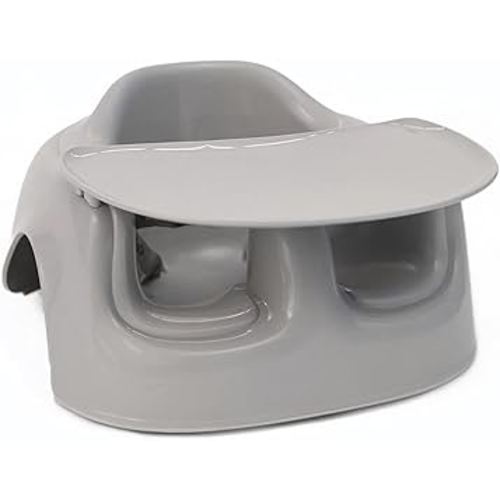 Bumbo Plastic Seat with Tray Combo - Floor Seat Lite Portable Baby Sit Up Chair w/Tray for Eating & Playing, Additional Legroom, Sitting Lounger for Babies 3-12 Months, Breige