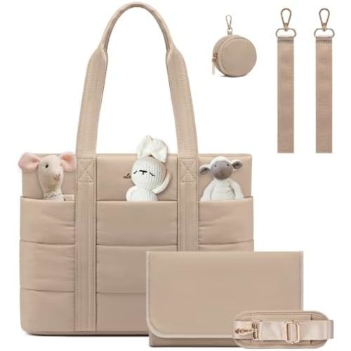 LOVEVOOK Diaper Bag Tote, Large Baby Diaper Bag Waterproof Travel Diaper Tote with Changing Pad