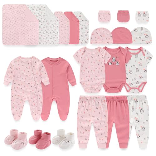 JELYLOVE Unisex Baby Boy Girl Layette Sets 22 Packs New Born Boy Girl Clothes Infant Essentials Gifts