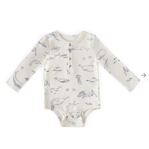 Henley One-Piece in Aquatic 0-3M