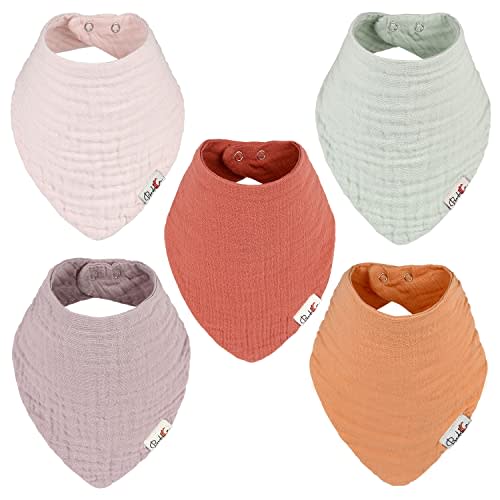 Bedeca Muslin Baby Bibs, 100% Organic Cotton Baby Bandana Drool Bibs for Boy and Girls, Newborn Bib for Teething and Drooling