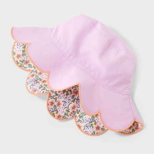Baby Girls' Reversible Scalloped Edge Bucket Hat - Cat & Jack™ Purple 12-24m
