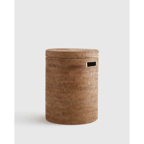 Rattan Hamper with Lid in Honey