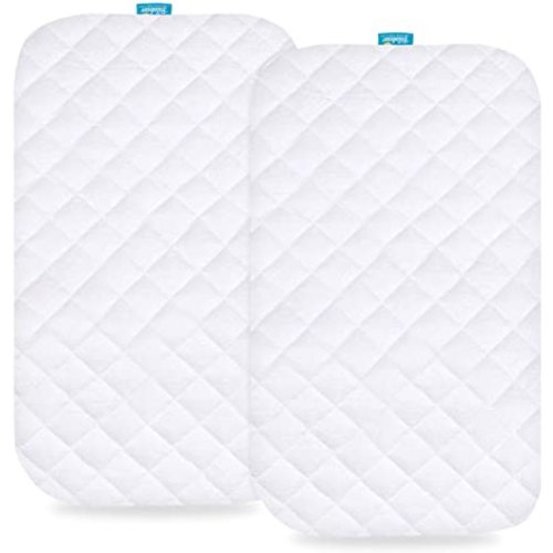 Waterproof Bassinet Mattress Pad Cover Compatible with ANGELBLISS Baby Bassinet, 2 Pack, Ultra Soft Viscose Made from Bamboo Terry Surface, Breathable and Easy Care