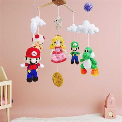 Super Mario Crochet Baby Mobile: Handmade Nursery Decor