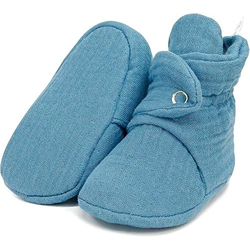 Ella Bonna Baby Booties Organic Cotton Muslin Newborn Baby Slippers Baby Boy Booties, Infant Girl Booties, 6-12 months, 0-6 Months, 12-18 Months, 0-3 Months, 18-24 Months, Toddler Shoes