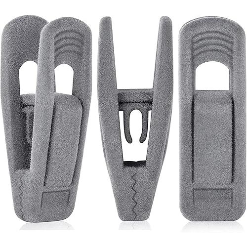 Grey Hanger Clips for Velvet Hangers - 40 PCS Gray Nonslip Velvet Hanger Clips, Skirt Hanger Flocking Clips Fit for Slim Velvet Hangers