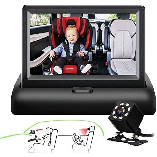 Baby Car Camera ,SAMFIWI Baby Car Mirror Safety Car Seat Mirror Camera and Monitor with Infrared Night Vision Best Baby Monitor and Camera for Baby Car Seat Rear Facing