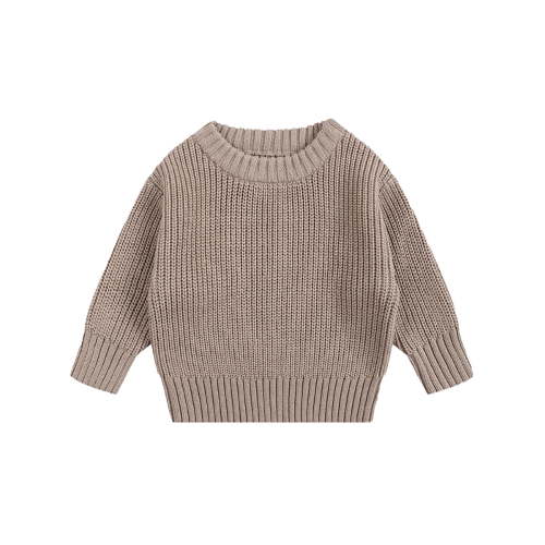 XFHLMJFF Kids Knitted Sweater Casual Round Neck Solid Color Long Sleeve Pullover Baby Boys Girls Warm Soft Winter Fall Tops Size 12-18 Months