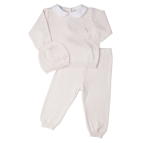 Girls Pique Collar Diamond Knit 2-Piece with Hat I Feltman Brothers
