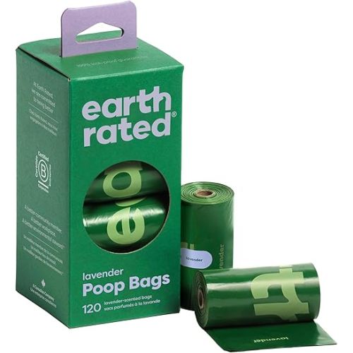 Earth Rated Poop Bags for Dogs Guaranteed Leak Proof and Extra Thick Waste Bag Refill Rolls, Lavender Scented, 120 Count