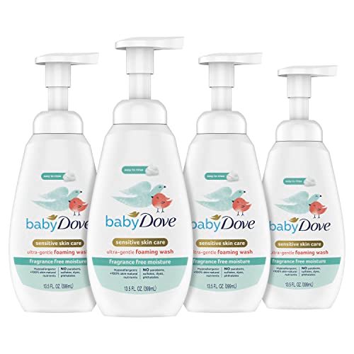 Baby Dove Baby Foaming Wash Fragrance Free Moisture 4 Count for Sensitive Skin Ultra Gentle 13.5 fl. oz.
