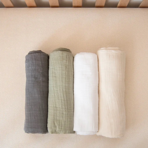 Organic Breathable Swaddle Blankets 4-Color Pack