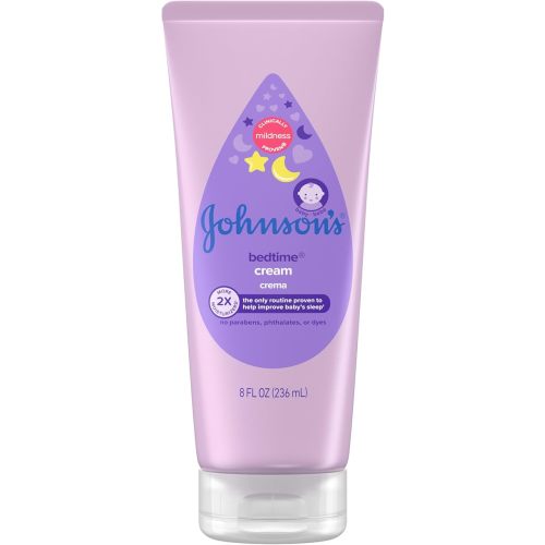 Johnson's Baby Bedtime Moisturizing Body Cream, Relaxing Aromas, Hypoallergenic Baby Night Cream for Long Lasting Dry Skin Relief, No Parabens or Dyes, 8 fl. oz