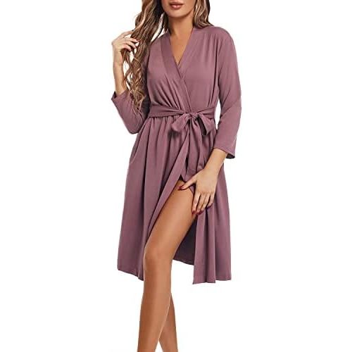 SUFEINI Maternity Robe with Matching Swaddle Blanket Set, Maternity Mommy Bathrobe Postpartum Robe Labor Gown