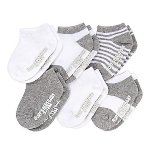 Burt's Bees Baby® - 0-3 Months 6-Pack Organic Cotton Socks in - Heather Grey