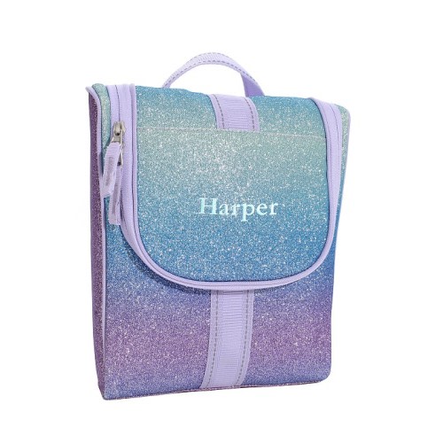 Mackenzie Lavender/Aqua Ombre Sparkle Glitter Toiletry Bag