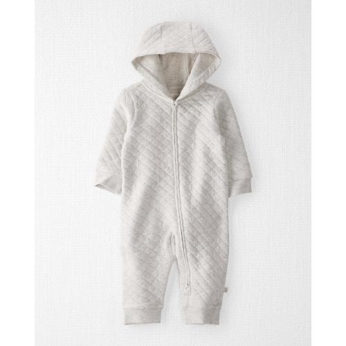 Baby Quilted Double Knit Jumpsuit Made with Organic Cotton in Heather Gray - 3M - Style,Heather Gray