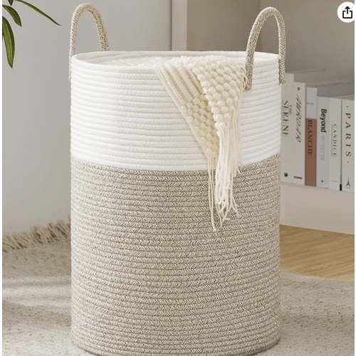 YOUDENOVA Laundry Basket, Cotton Rope Laundry Basket, Dirty Laundry Storage Basket (38 cm D x 50 cm H, Brown) : Amazon.com.be: Home & Kitchen