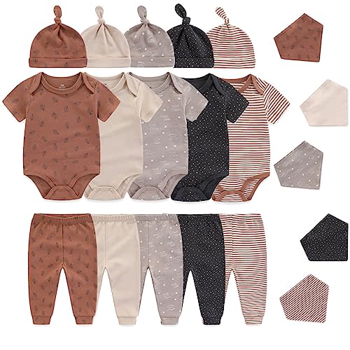 Ecojoy Baby Short Sleeve Jumpsuit Essentials Infant Clothing Set 20-Piece for Boys and Girls