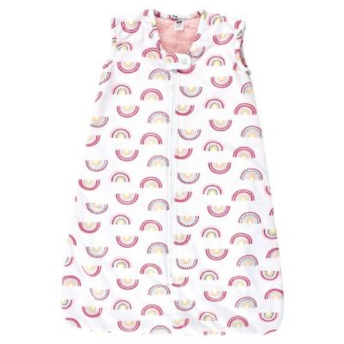 Hudson Baby Infant Girl Plush Faux Fur Sleeping Bag, Wearable Blanket, Modern Rainbow, 0-6 Months