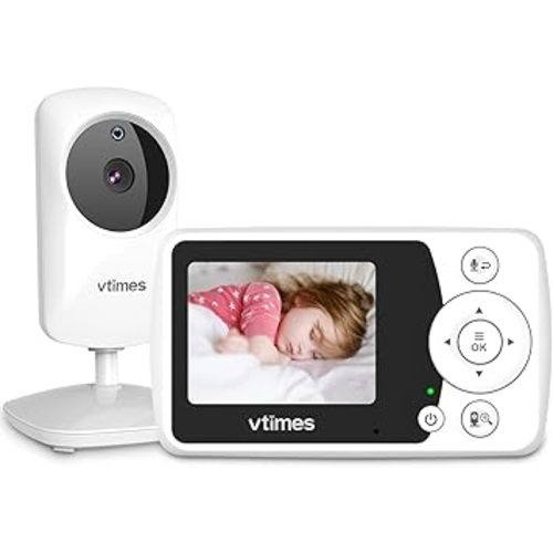 Baby Monitor with Camera and Audio, Video Baby Monitor No WiFi Night Vision, 2.4" LCD Screen Portable Baby Camera VOX Temperature Sensor Lullaby Alarm 1000ft Range, Ideal for Baby/Elderly/Pet