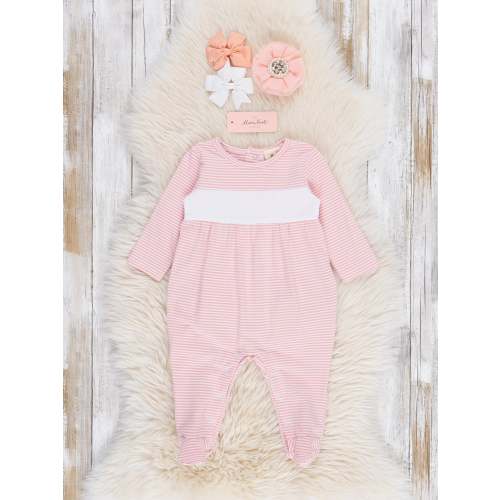Blushing Bouquets Striped Footed Sleeper Pajamas