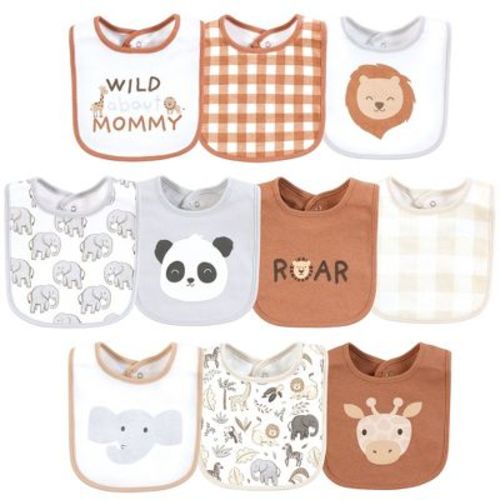 Hudson Baby Cotton Bibs, Rustic Roar, One Size
