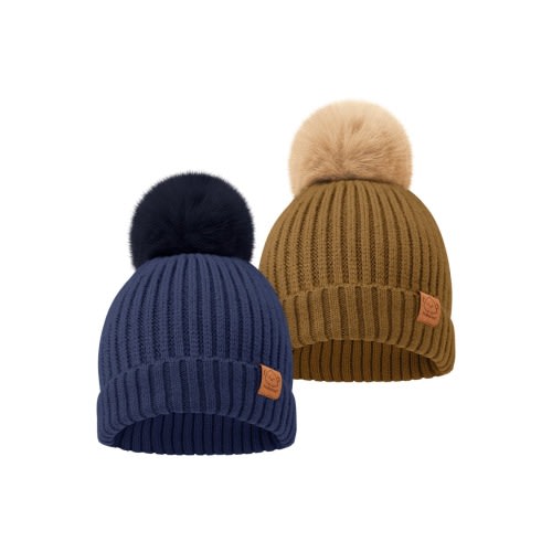 2-Pack Pom Knitted Beanie, Small