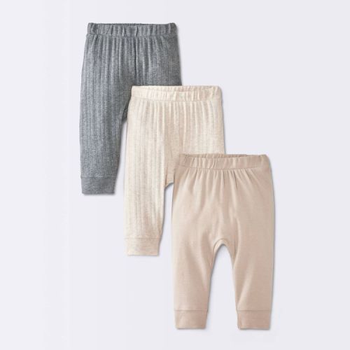 Baby 3pk Cotton Jogger Pants - Cloud Island™ Gray/Dark Gray 0-3M