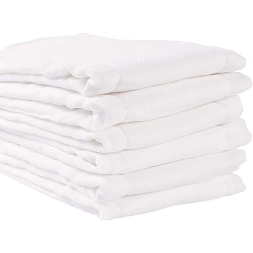 Fasoar Cotton Prefold Cloth Diapers - 100% Unbleached Premium Cotton, 6 Ply Baby Washable Diapers for Babies to Toddlers Multi-Use (10-35 lbs)(6ply 6 Count 01)