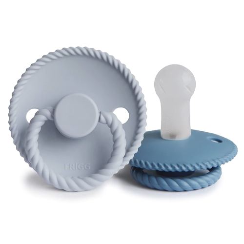 Frigg Rope SilkySoft Silicone Baby Pacifier | Made in Denmark | BPA-Free (Ocean View/Powder Blue, 6-18 Months)