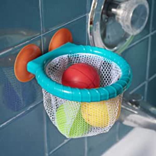 Amazon.com: Edushape Bath Toy Basketball Hoop & Balls Kids Set - 3 Colorful Balls and Mesh Net That Catches The Balls, Bathroom Bathtub Shooting Game with Strong Suction Cup : Toys & Games