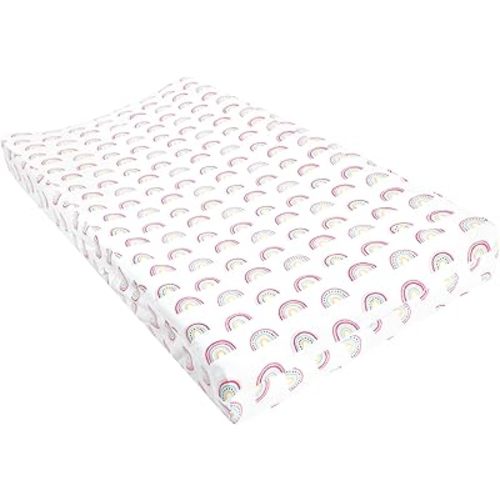 Hudson Baby Unisex Baby Changing Pad Cover, Modern Rainbow, One Size