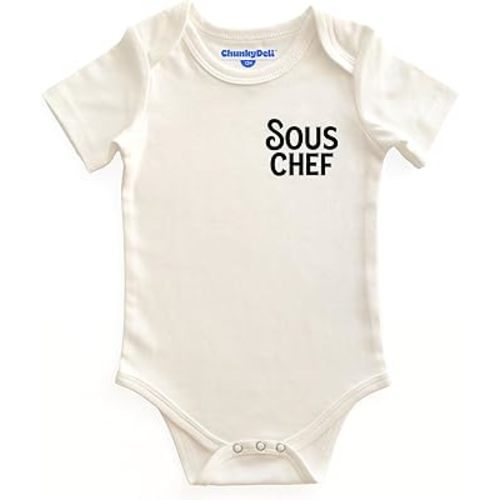 Sous Chef Cotton Short Sleeve Bodysuit | Snack Lover & Chef Gift, Gender Neutral Infant Jumper, Foodie Baby Pregnancy Announcement, Housewarming