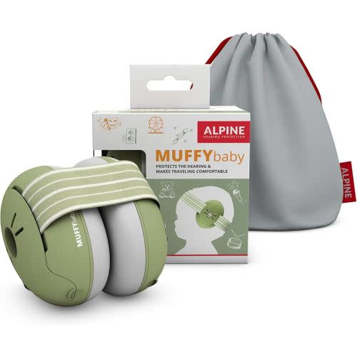 Alpine Muffy Baby Ear Protection for Babies and Toddlers up to 36 Months - CE & ANSI Certified - Noise Reduction Earmuffs - Comfortable Baby Headphones Against Hearing Damage & Improves Sleep - Green